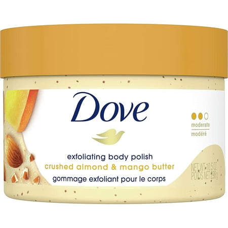 Dove Exfoliating Body Polish Renews Skin Crushed Almonds and Mango Butter Body Exfoliator 298 g (Pack of 1 OFFER)
