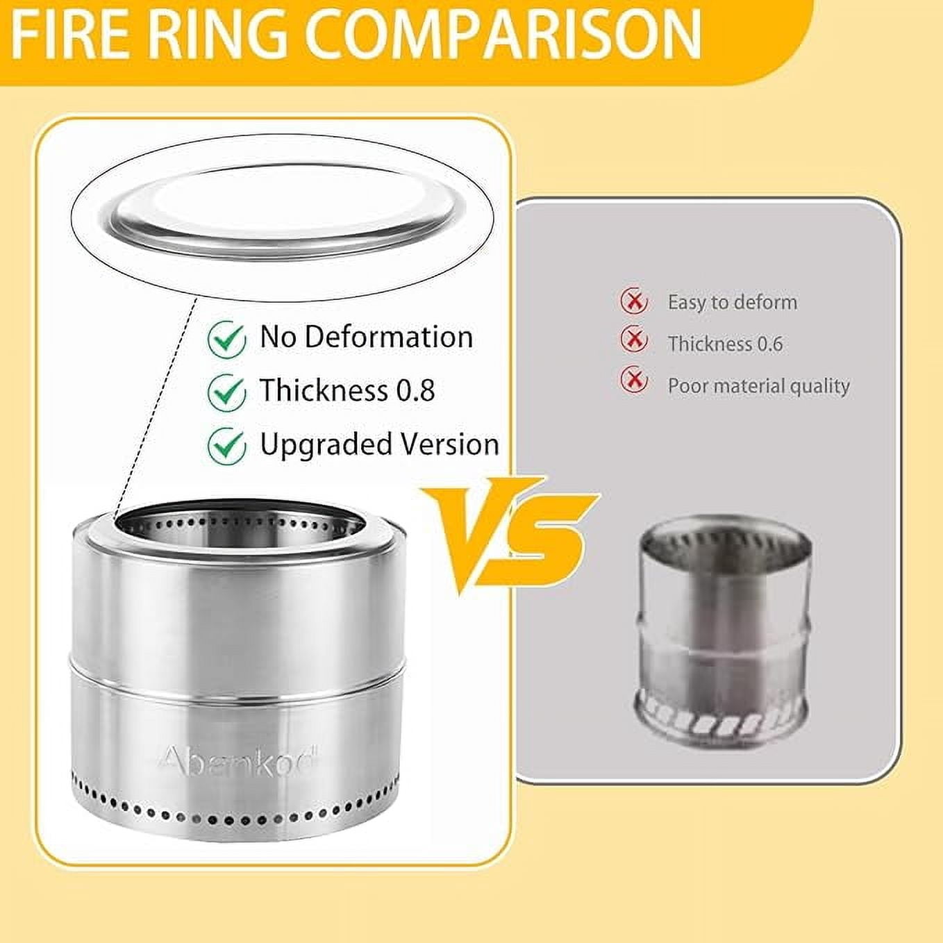 19.5" Smokeless Fire Pit with Removable Ash Pan & Carry Bag - Portable Outdoor Firepit for Backyard, Camping, Patio, Picnics & Bonfires - Effortless Cleanup & Convenient Travel