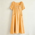 thumbnail image 3 of Bosfbaoi Dresses for Women Casual Flowy A-Line Dress Square Neck Short Sleeve Maxi Womens Dresses with Pockets Summer Dresses for Women 2026, 3 of 8