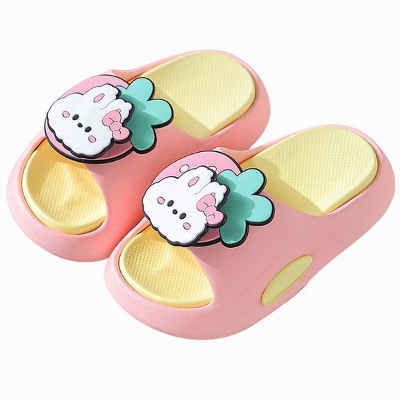 Ccpelsie Toddler Slippers Shower Bathroom Non-Slip Open Toe Comfy Boys Girls Home Slide Sandals for Indoor Outdoor Shoes(Yellow,1)