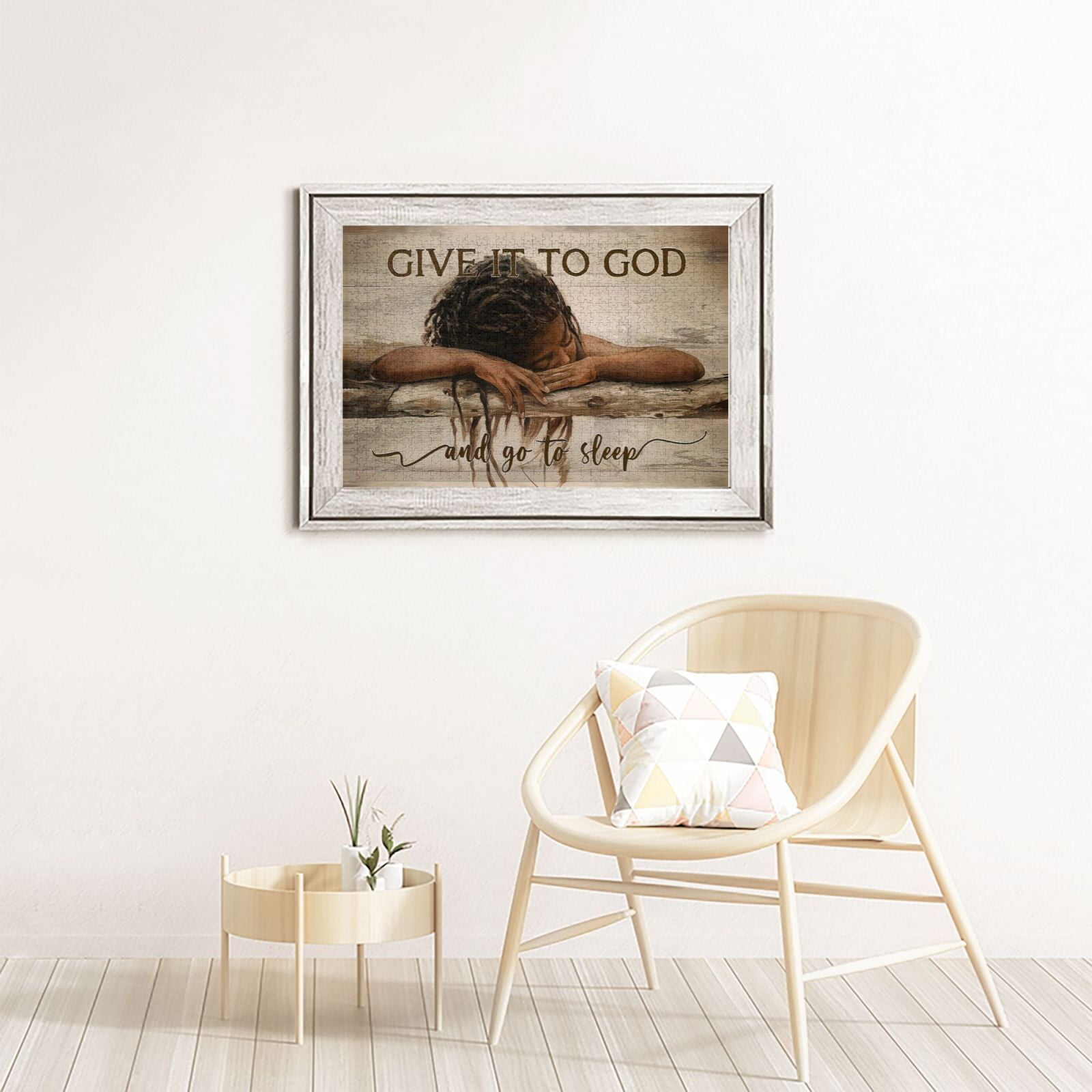 1000 Pieces Jiasaw Puzzles for African American - Black Women Give it to God and Go to Sleep Wooden Puzzles for Adult - Black Queen Magic Art Home Decor
