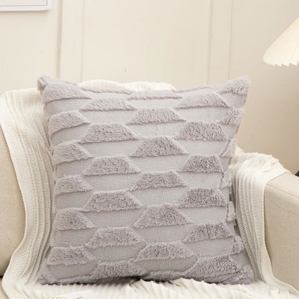Nvzi Funda de almohada reversible de 3 piezas, clásica y atemporal, funda de almohada simple de color puro, 17,72 x 17,72 pulgadas (gris)