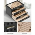 thumbnail image 2 of 4 Layer Jewelry Box for Women, Glass Lid Jewelry Organizer with 4 Drawers for Necklaces Rings Earrings Bracelets - Black, 2 of 9