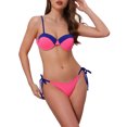 thumbnail image 1 of Conjuntos de bikini de color contrastante INSPIRE CHIC para mujeres, 2 piezas, parte superior de tirantes espagueti y parte inferior triangular, trajes de baño en rosa rojo-azul pequeño, 1 of 5
