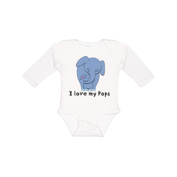 Inktastic I Love My Pops Elephant Blue Boys Long Sleeve Baby Bodysuit