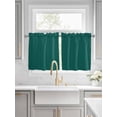 thumbnail image 2 of Dark Green Half Window Curtains 24 Inches Long, Farmhouse Solid Green Color Modern Art Window Treatment Curtain Drapes, Short Curtains Tiers for Kitchen Over Sink, 27.5"x24", 2 Panels, 2 of 7