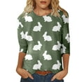thumbnail image 2 of BOOMILK Easter T Shirts for Women Casual Round Neck 3/4 Sleeve Day Funny Printed Tshirt, 2 of 4