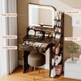 thumbnail image 4 of Small Vanity Desk with Mirror and Lights, 26.4" W Girls Vanity Set with Adapter, 3 Lighting Color Adjustable, Makeup Vanity Vanity for Girl, 4 of 9