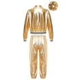 thumbnail image 2 of vastwit Kids Dance Outfit Tracksuit Girls Zip Up Street Jacket Coat and Cargo Pants Shiny Metallic Gold 16, 2 of 7