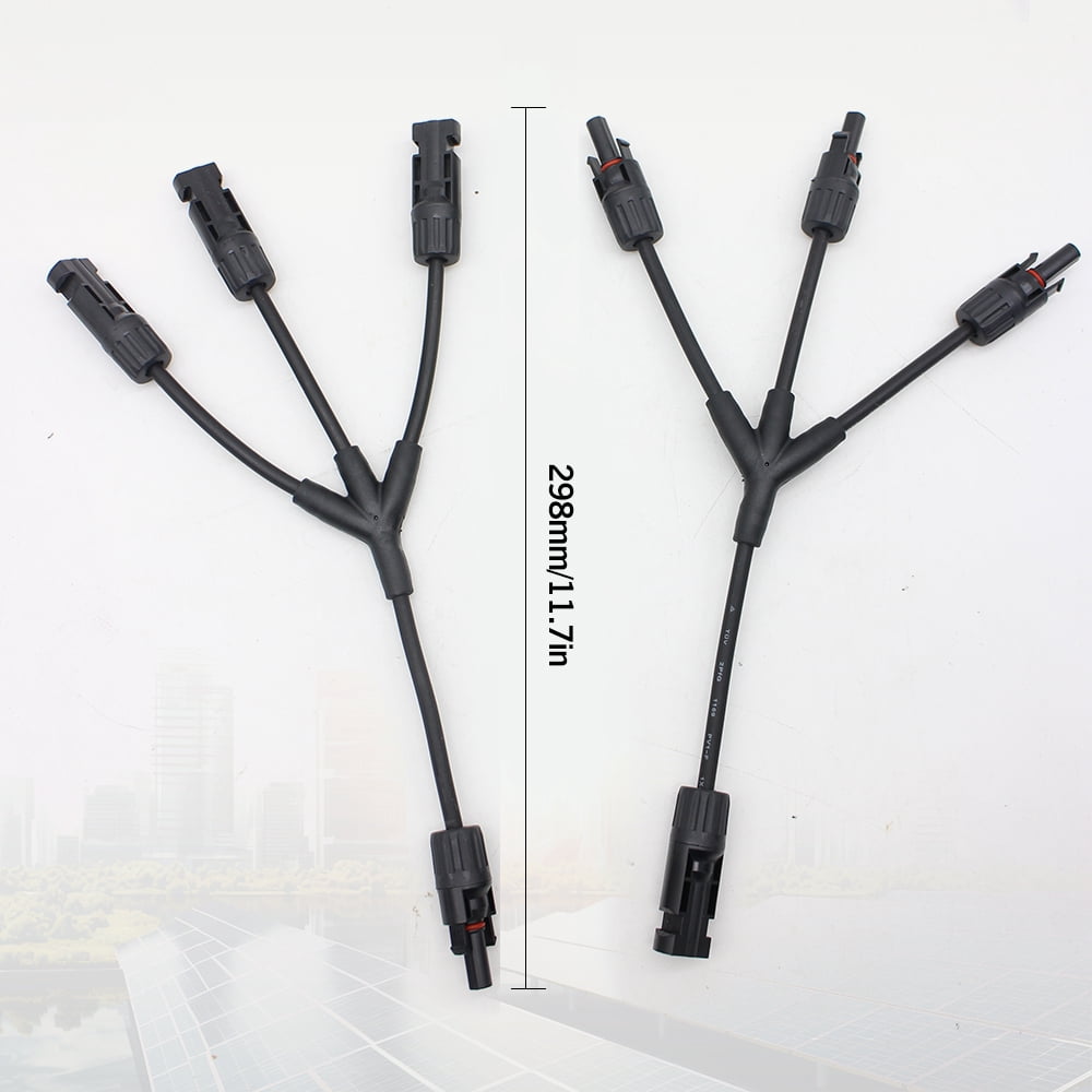 MAKERELE Solar Y Branch Connectors 1000V DC 1 to 3 Solar Panel Parallel Connectors,IP67 Waterpoof, FMMM+MFFF(2 Pairs)