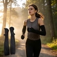 thumbnail image 6 of Black Ice Silk Cooling Arm Sleeves with Thumb Holes, UPF 50+ Sun Protection 21.1-Inch Long Athletic Compression Sleeves for Cycling & Sports, 6 of 7