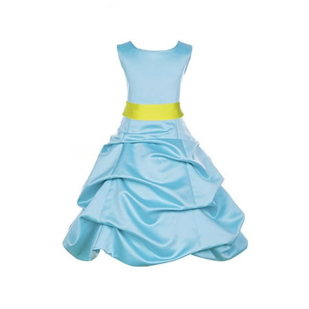 Special Occasion Bubble Dress Ekidsbridal Spa Blue Satin Pick-Up Bubble Flower Girl Dresses Formal Special Occasions Dresses Wedding Pageant Recital Reception Party Ball Gown Graduation Birthday Girl Ceremony Princess 806S ()