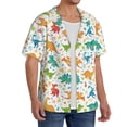 thumbnail image 2 of Balery Dinosaur Camisa Casual de Manga Corta con Botones para Hombre, Texturizada, Estilo Cubano, para Playa, Verano-3X-Large, 2 of 5