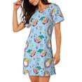 thumbnail image 2 of Gukieu Gnome Pool Party Print Women's Nightgown, A-line Round Neck Short-sleeved Nightgown Pajamas Home Wear Suitable for Home and Outing, 2 of 6