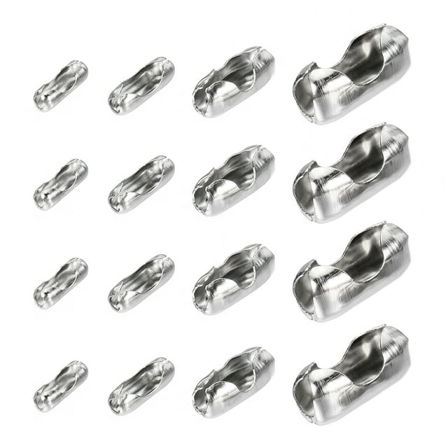Unique Bargains 2.4/3.2/4.5/6mm Stainless Steel Replacement Clasps Links Ball Chain Connector 160 Pack