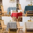 thumbnail image 4 of Rectangular Waterproof Tablecloth Checkered Table Cloth With Tassel Cotton Linen Table Cover, 4 of 5