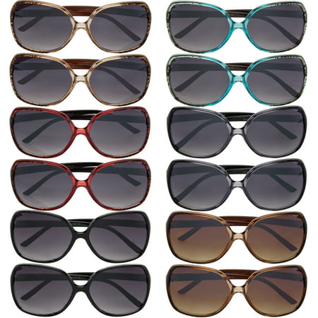 12 Pairs Vox Trendy Sunoptics Womens Plastic Sunglasses 100% UVA UVB