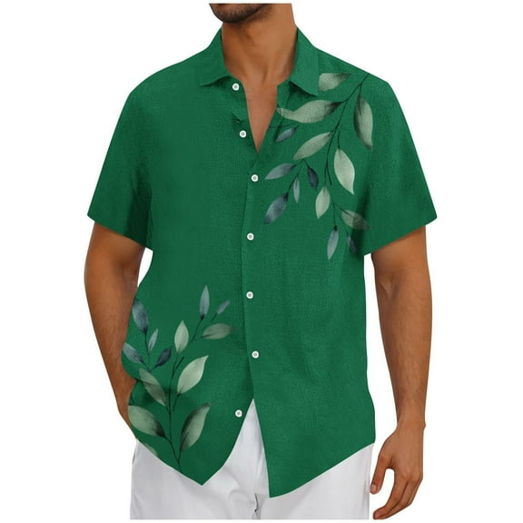 AHTJRT Men's Summer Beach Shirt Shell Spiral Geometry Vibrant Coastal Styling Army Green 3XL