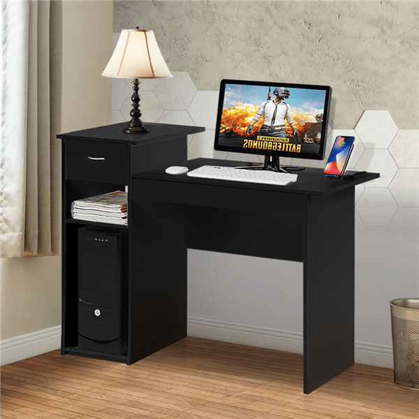 Yaheetech Computer Desk With Drawers And Storage Shelves Black