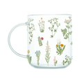 thumbnail image 1 of Taza de Cristal Sunnimix Taza de Té con Asa Grande Taza de Café Patrón de Plantas Y Flores 450ml, 1 of 8