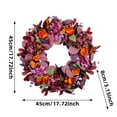 thumbnail image 6 of LShunze Fall Wreath for Front Door, 18" Autumn Wreath with Sunflower, Pumpkin, Berry. Artificial Home Decorations for Indoor Outdoor Window Wall Porch,Seasonal Decor for Thanksgiving Halloween,purple, 6 of 8