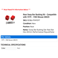 thumbnail image 2 of Rear Sway Bar Bushing Kit - Compatible with 1979 - 1983 Nissan 280ZX 1980 1981 1982, 2 of 2