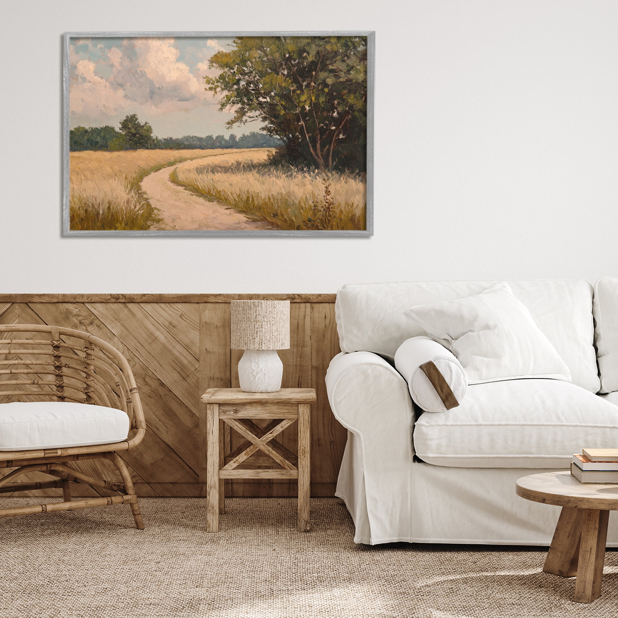 Stupell Industries Peaceful Thinking Path Gray Framed Giclee Art, design by Petal Prints Design