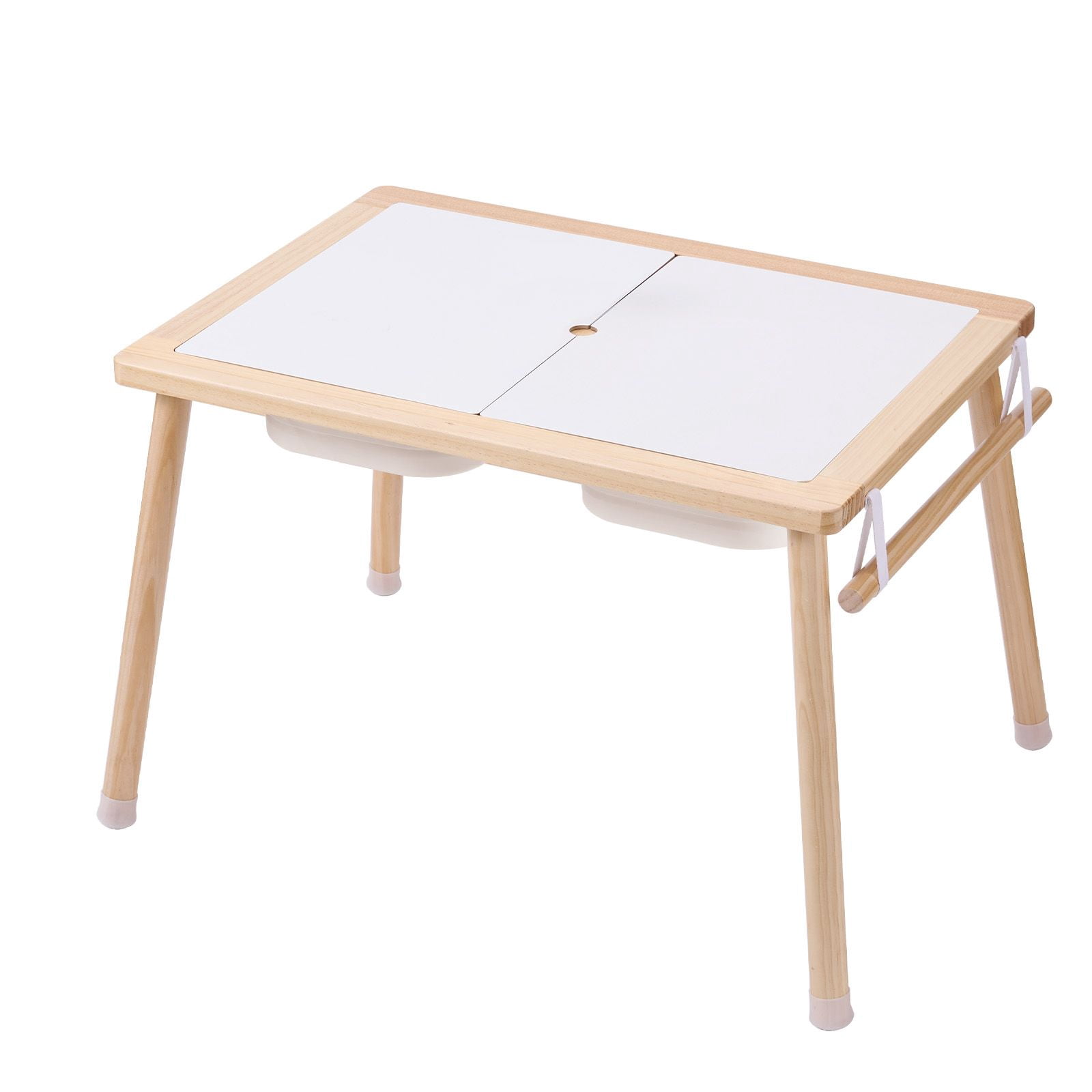 Sensory Table for Toddlers, Kids Activity Table with 3 Foldable Storage Bins & Paper Roll Holder, Indoor/Outdoor Play Sand and Water Table, Wooden Kids Sensory Drawing Table, Gift for Boys Girls