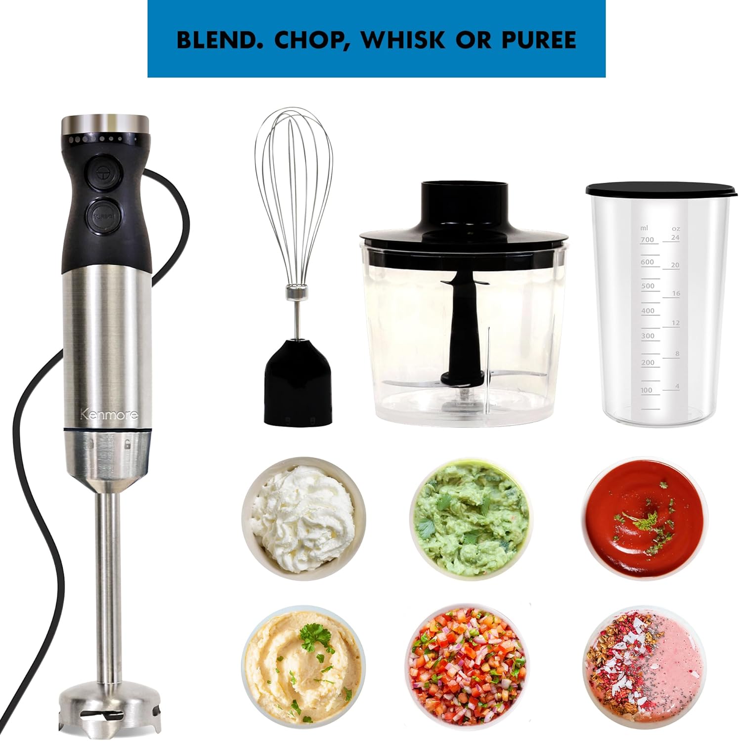 Immersion Blender - Handheld Stick Mixer with Stainless Steel Shaft, Variable Speed for Smoothies and Baby Food