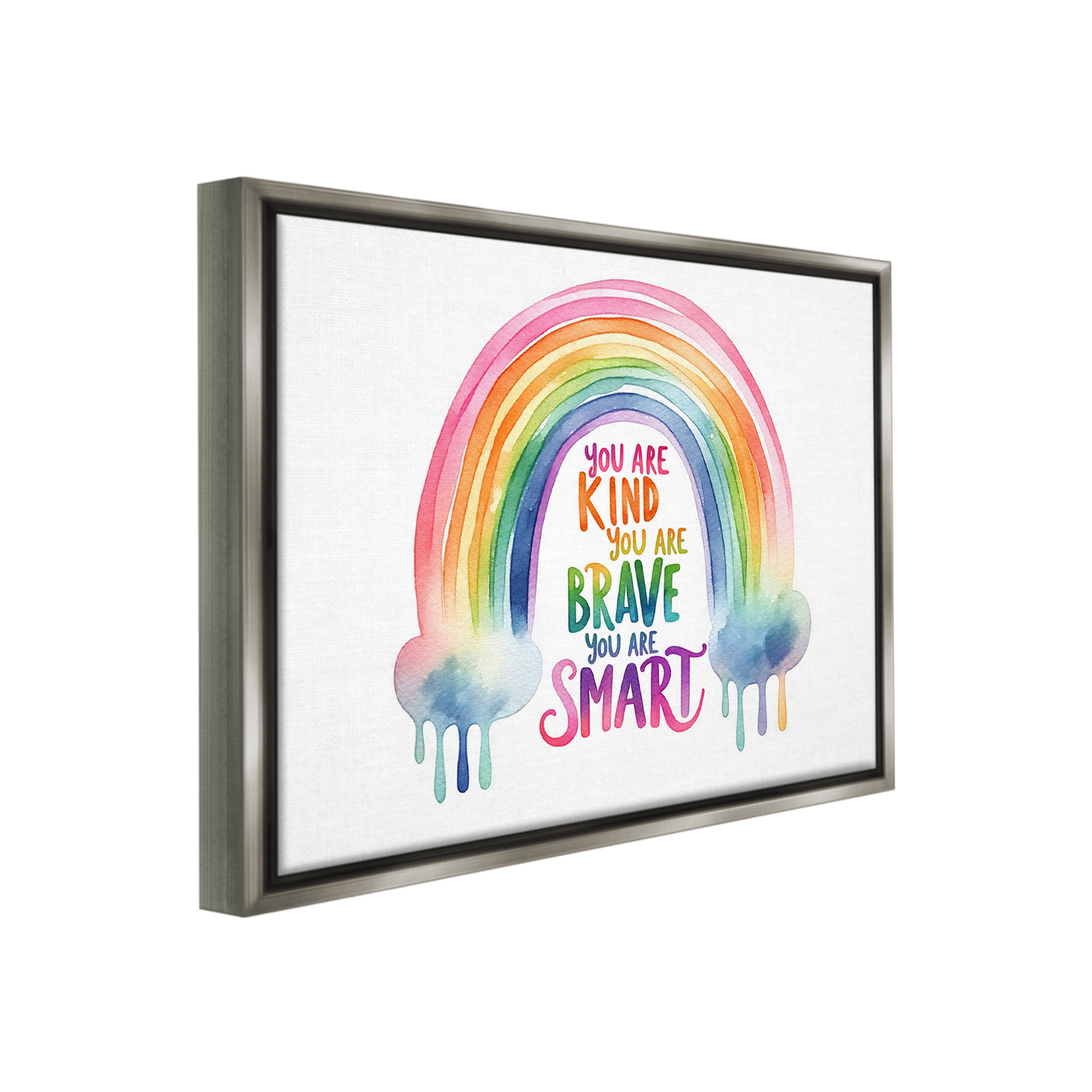 Stupell Industries Modern Inspirational Rainbow Inspirational Painting Gray Floater Framed Canvas Art Print Wall Art, 21 x 17