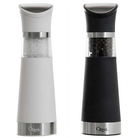 Ozeri Gravity Pro Electric Salt and Pepper Grinder Set, BPA-Free, Black and White