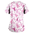 thumbnail image 3 of Xfvqtps Scrub Tops for Women Pink Ribbon Breast Cancer Medical Nursing Uniform Comfortable Lightweight Short Sleeved V-neck Working Uniform With Pocket Protective Clothing Pink, 3 of 3