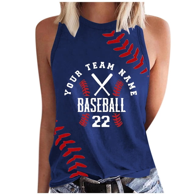 YLHFASHION Débardeur de Baseball pour Femmes, T-Shirts Graphiques Mignons, Sans Manches, jusqu'à 50 % de Réduction