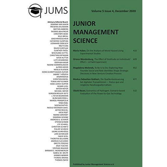 Junior Management Science, Volume 5, Issue 4, December 2020 German Edition Paperback 3346346919 9783346346919 Junior Management Science E V
