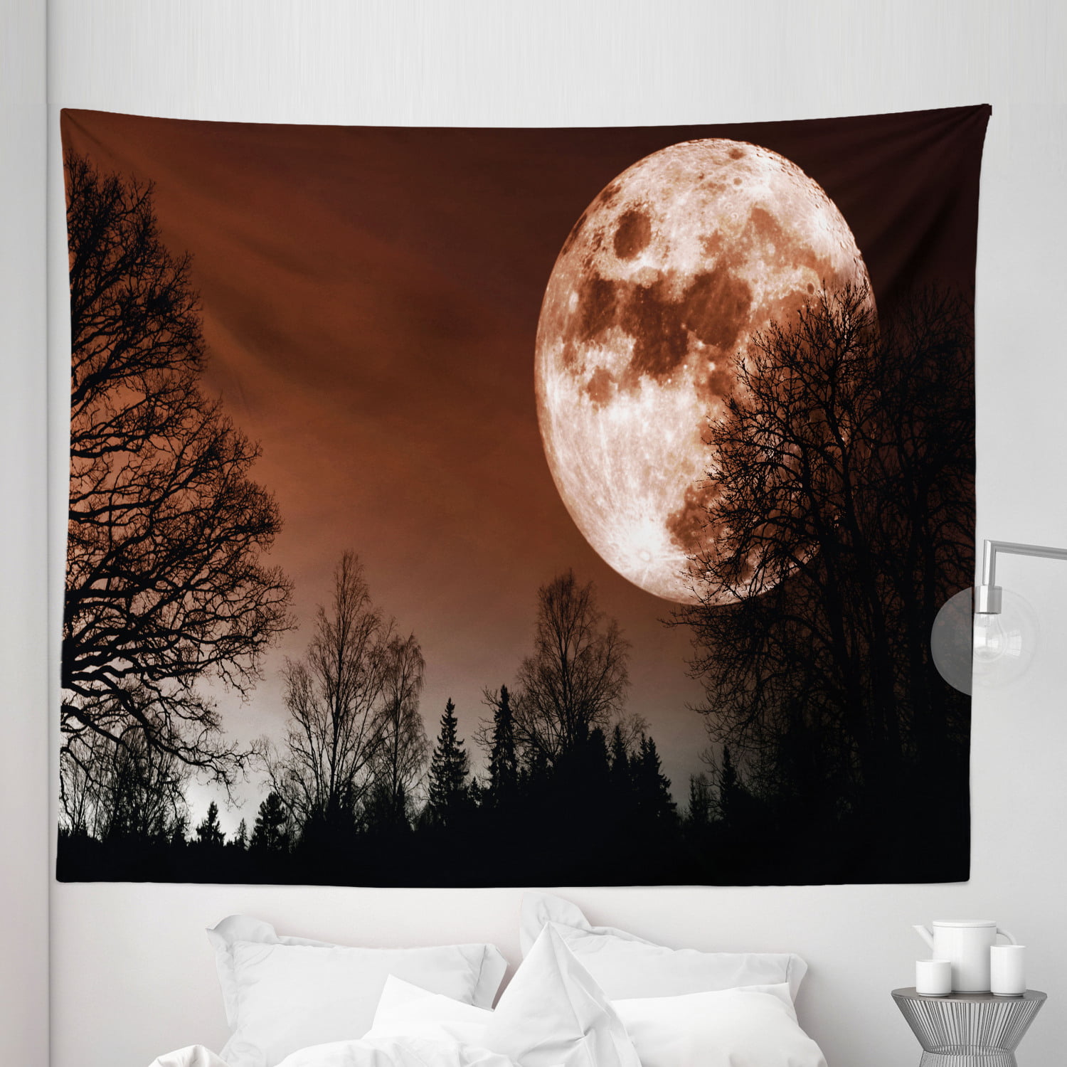 Moon Forest Wall Hanging Tassels Art Home Tapestry Wall Art Gifts Hanging Decor 