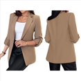 thumbnail image 2 of Blazer de Larga para Mujer, Informal, de Negocios, con Abertura Frontal, para Trabajo y Oficina. Caqui XL, 2 of 6