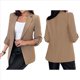 thumbnail image 2 of Blazer de Larga para Mujer, Informal, de Negocios, con Abertura Frontal, para Trabajo y Oficina. Caqui XXL, 2 of 6