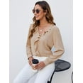 thumbnail image 4 of Womens Dressy Casual Blouse Business Long Sleeve Tops Ruffle V Neck Work Shirt Fall Outfit 2024, 4 of 5