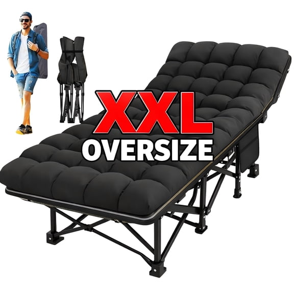 ABORON Oversized XXL Folding Camping Cot for Adults & Kids, 78" L x 32" W x 18" H Large Folding Guest Bed Cots, 900lb Sleeping Cot Folding Bed with 2 Sided Mattress & Carry Bag