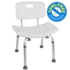 Vaunn Medical Tool-Free Spa Bathtub Adjustable Shower Chair Seat Bench with Removable Back