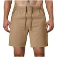 thumbnail image 4 of Mens Linen Shorts Casual Elastic Waist Drawstring Summer Beach Shorts Pockets Classic Fit Shorts Pants, 4 of 7