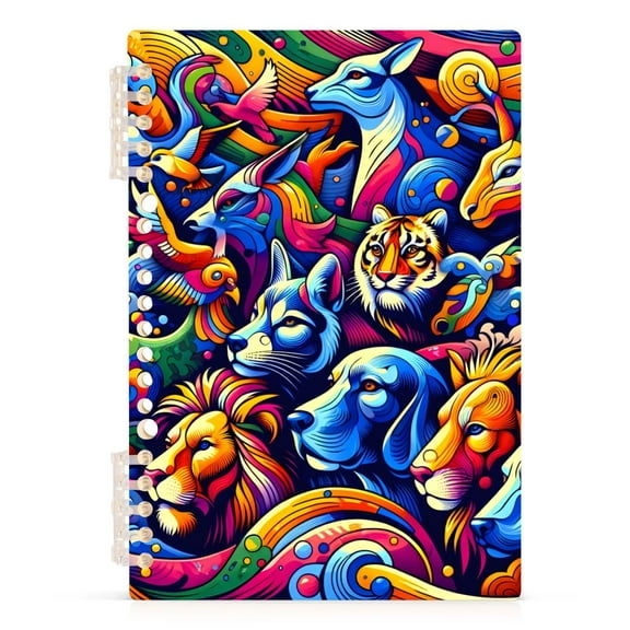 Spiral Notebooks Fashion Colorful Animal 60 Sheets 120 Pages A5 Journal Notepad 8.3x5.7 Inch Thick Adjustable College Ruled Paper