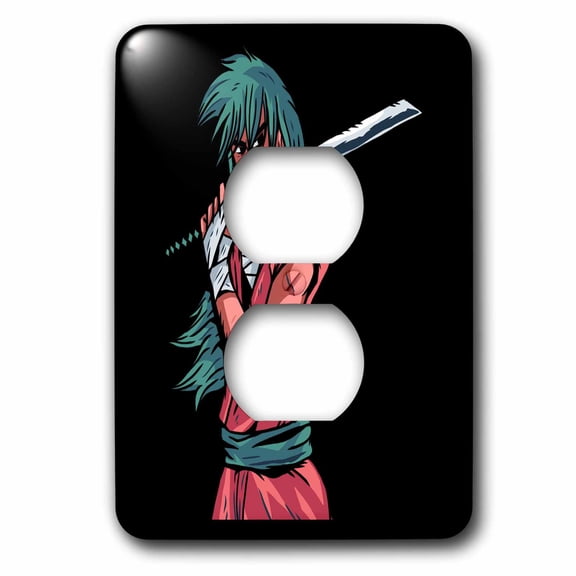 3dRose, Anime Manga Style with Samurai Fighter Warrior, 2 plug outlet cover