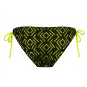 SO Black Neon Green Crochet Side Tie Bikini Swim Bottom Swimwear Juniors' Large