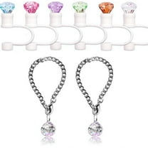 6 Pack 12mm Diamond Straw Cover Cap for Brumate Era 30&40 Oz Cup and 2 PCS Crystal Ball Handle Charm Accessories, Reusable Silicone Straw Topper Accessories(6 2)