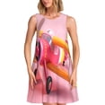 thumbnail image 1 of Easygdp Colorful Cartoon Biplane para Vestido Transpirable de Mujer, Vestido Suelto de Manga Corta con Pliegues y Bolsillos para el Verano, 1 of 7