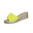thumbnail image 2 of Women's Slipper Fashionable Casual Summer Solid Color Round Toe Wedge Heel Soft Comfort Breathable Lining Non-Slip Slides Personality Slip On Sandals for Women, 2 of 5