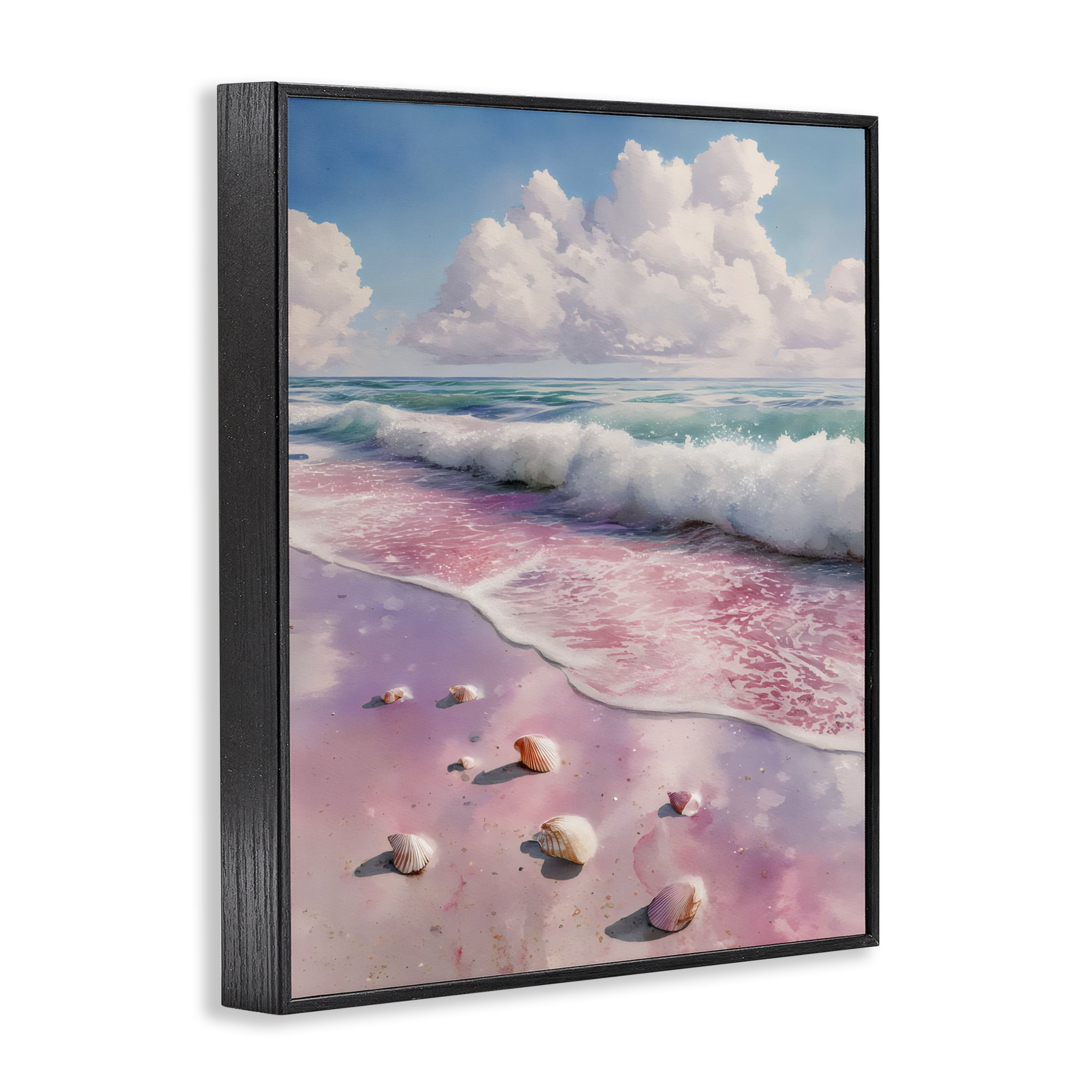Stupell Industries Pink Sands with Scattered Shells Black Framed Giclee Art, design by Franklyn Gregory