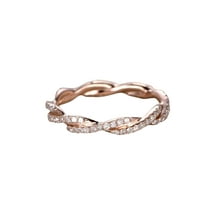 0.50 Carat ring Anniversary Ring Band with Man made diamond moissanite Stackable Twisted Band with 18k Gold Plating