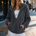 thumbnail image 5 of Smupbvky Womens Fleece Hoodie Full Zip Fuzzy Sherpa Jacket Long Sleeve Oversized Warm Coat with Pockets (3XL, Dark Gray), 5 of 9